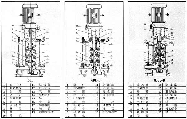GDL型立式多级管道泵结构图